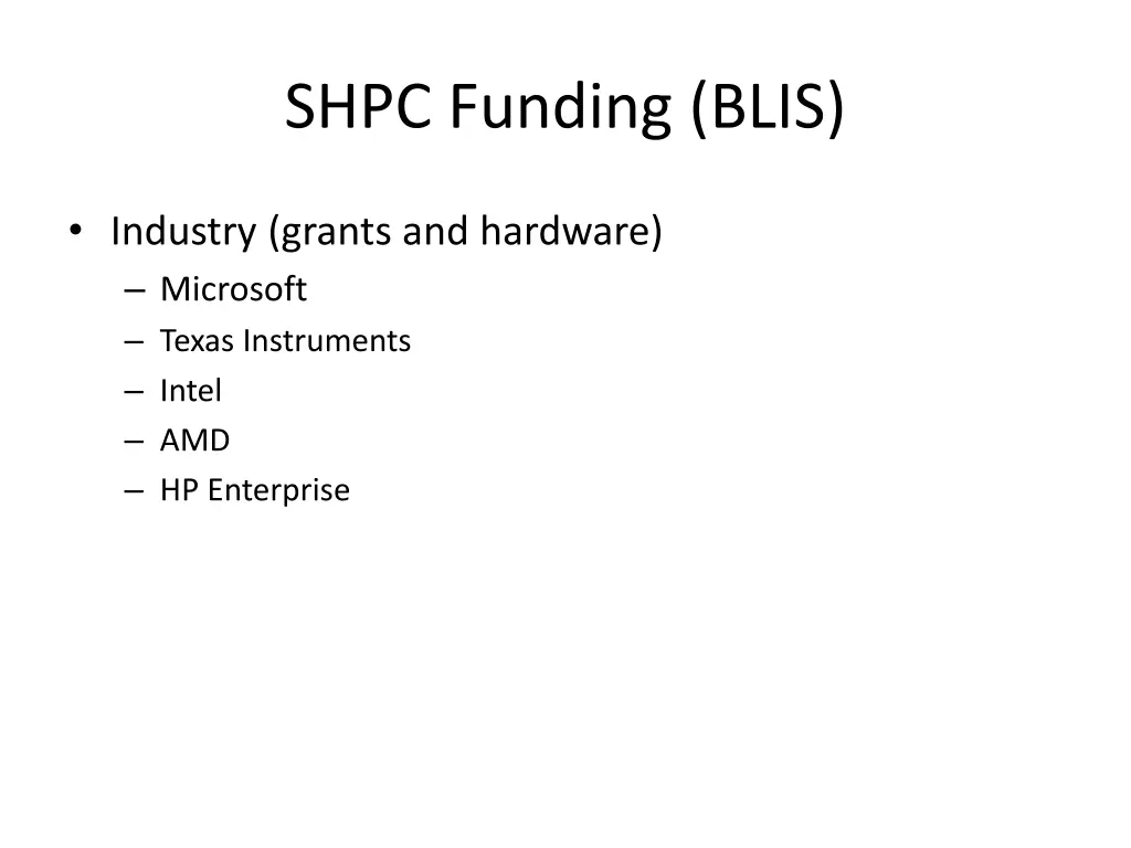 shpc funding blis 1