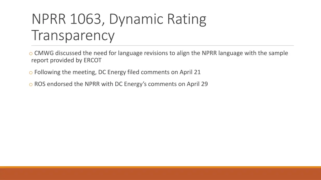 nprr 1063 dynamic rating transparency