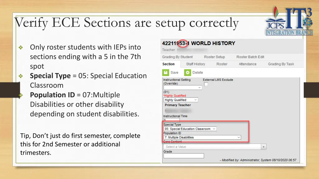 verify ece sections are setup correctly