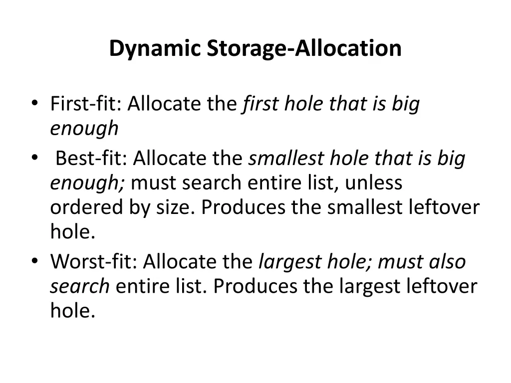 dynamic storage allocation