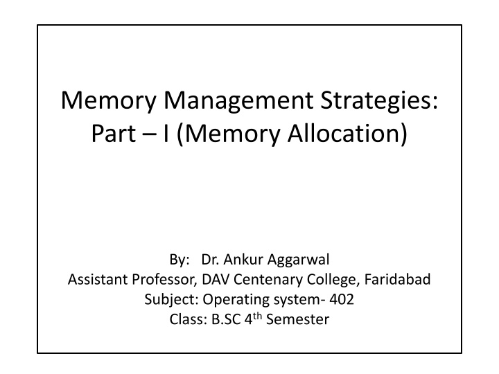 memory management strategies part i memory