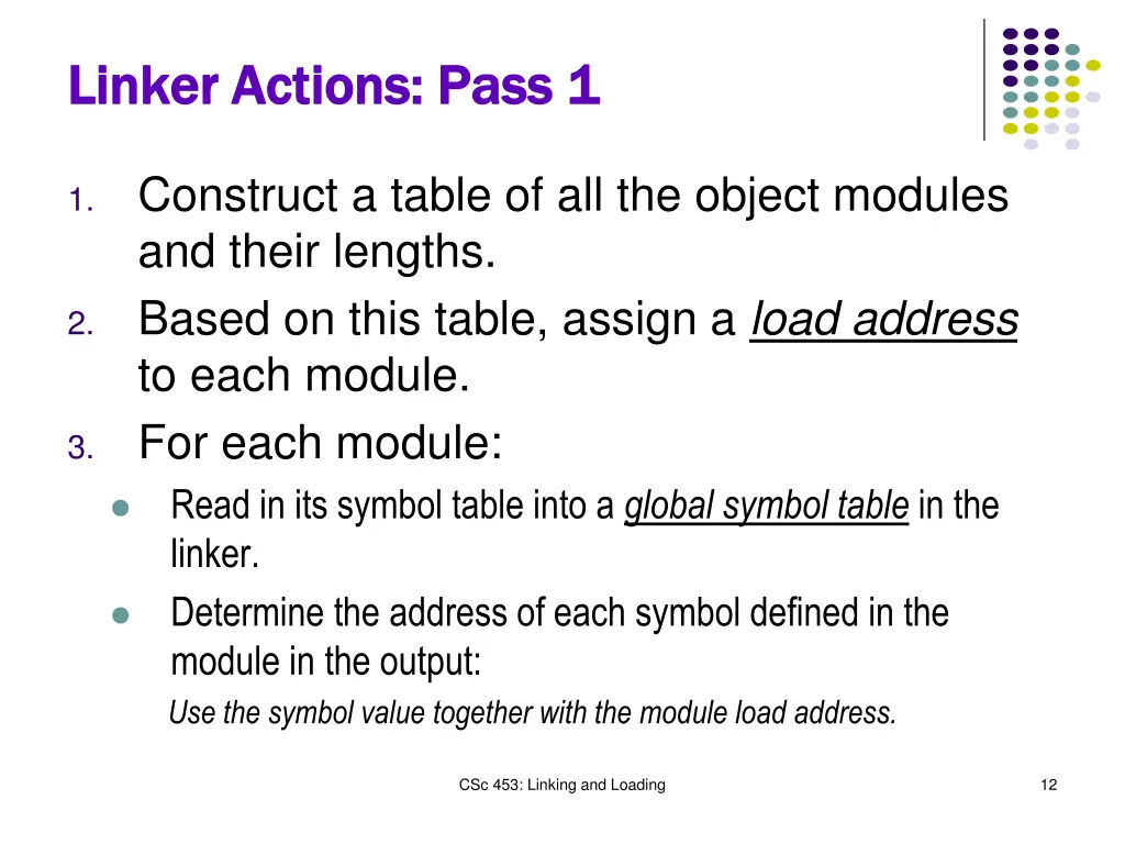linker actions pass 1 linker actions pass 1