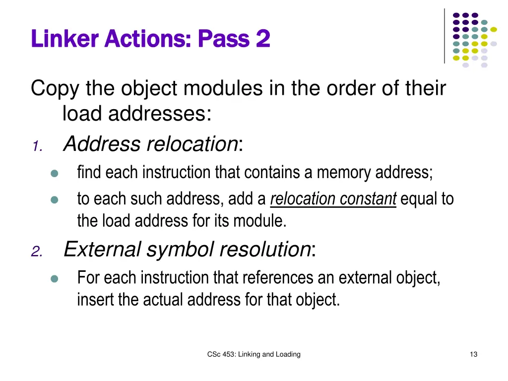 linker actions pass 2 linker actions pass 2