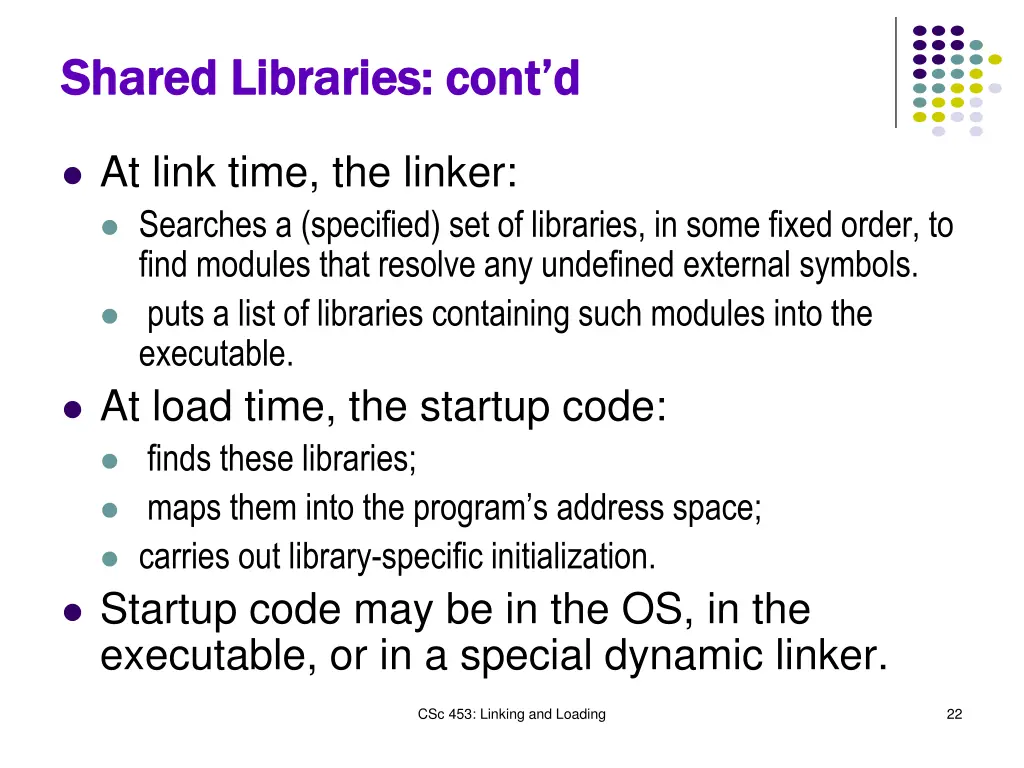 shared libraries cont d shared libraries cont d