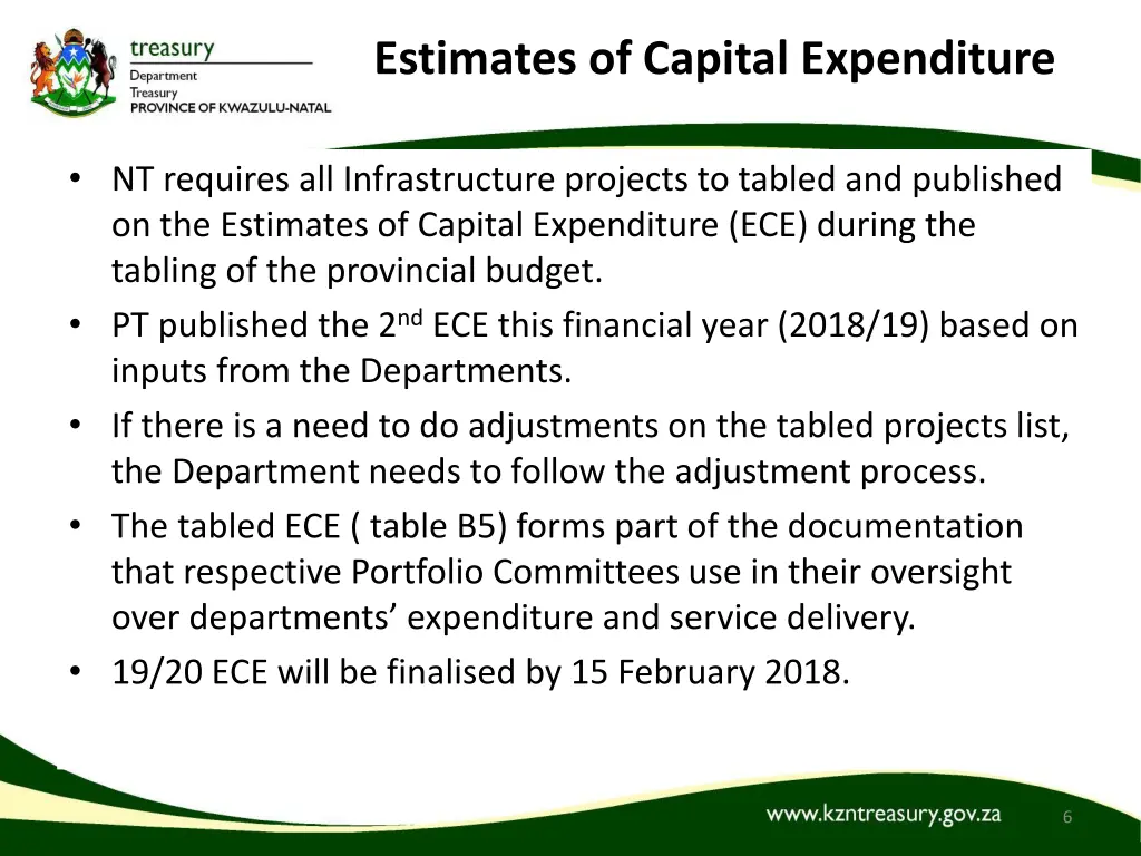 estimates of capital expenditure