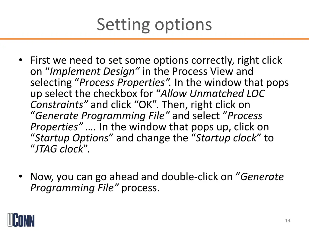 setting options