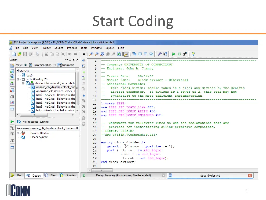 start coding