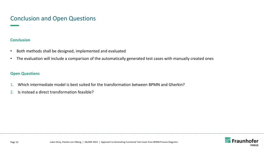 conclusion and open questions