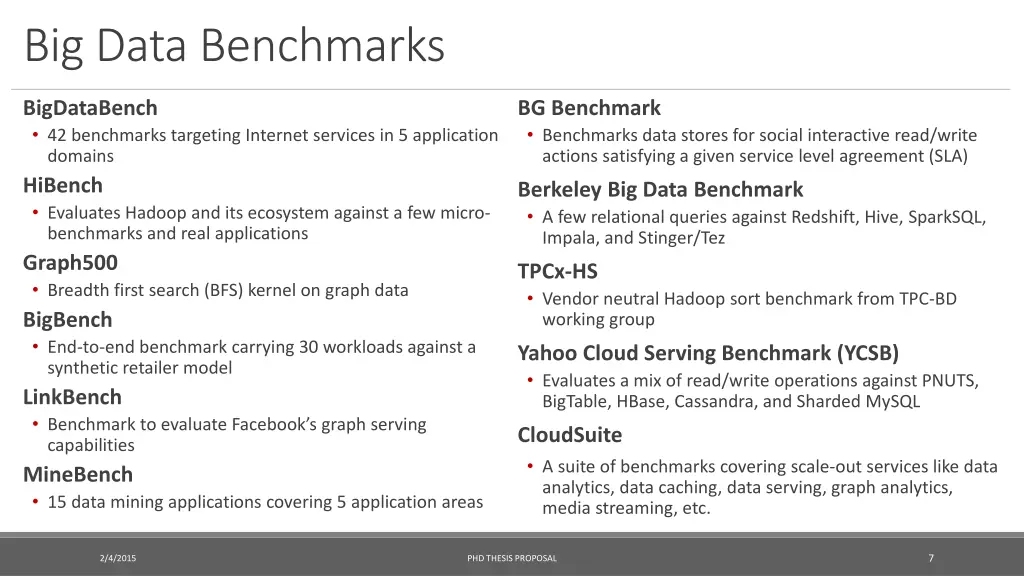 big data benchmarks