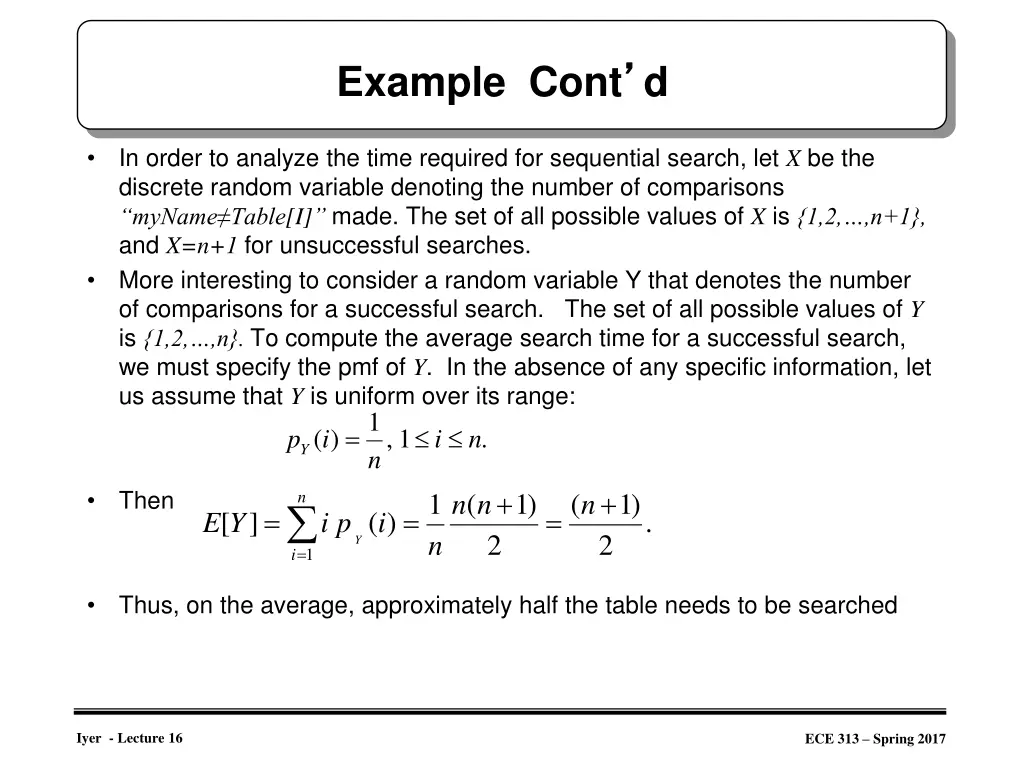example cont d