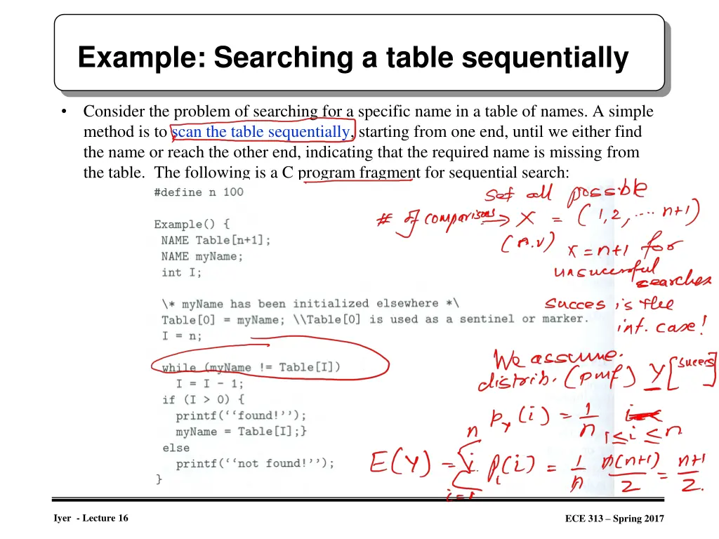 example searching a table sequentially