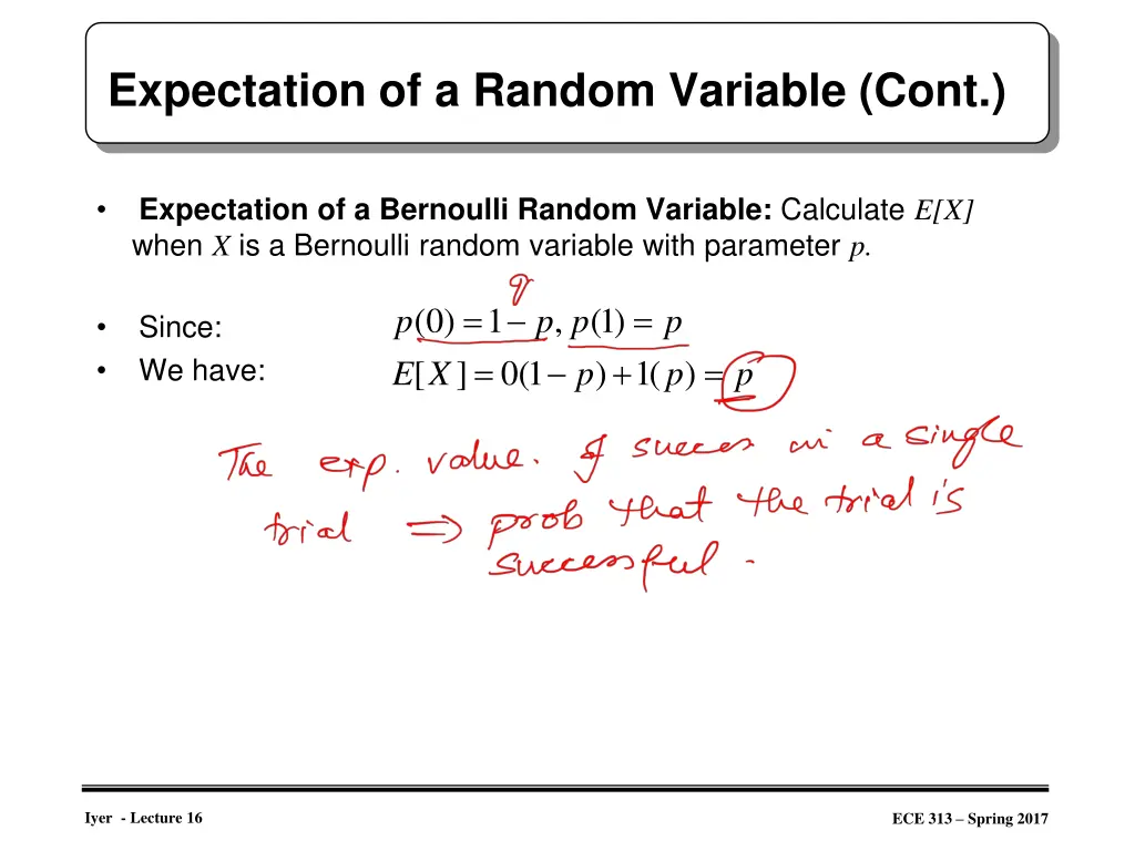 expectation of a random variable cont 1