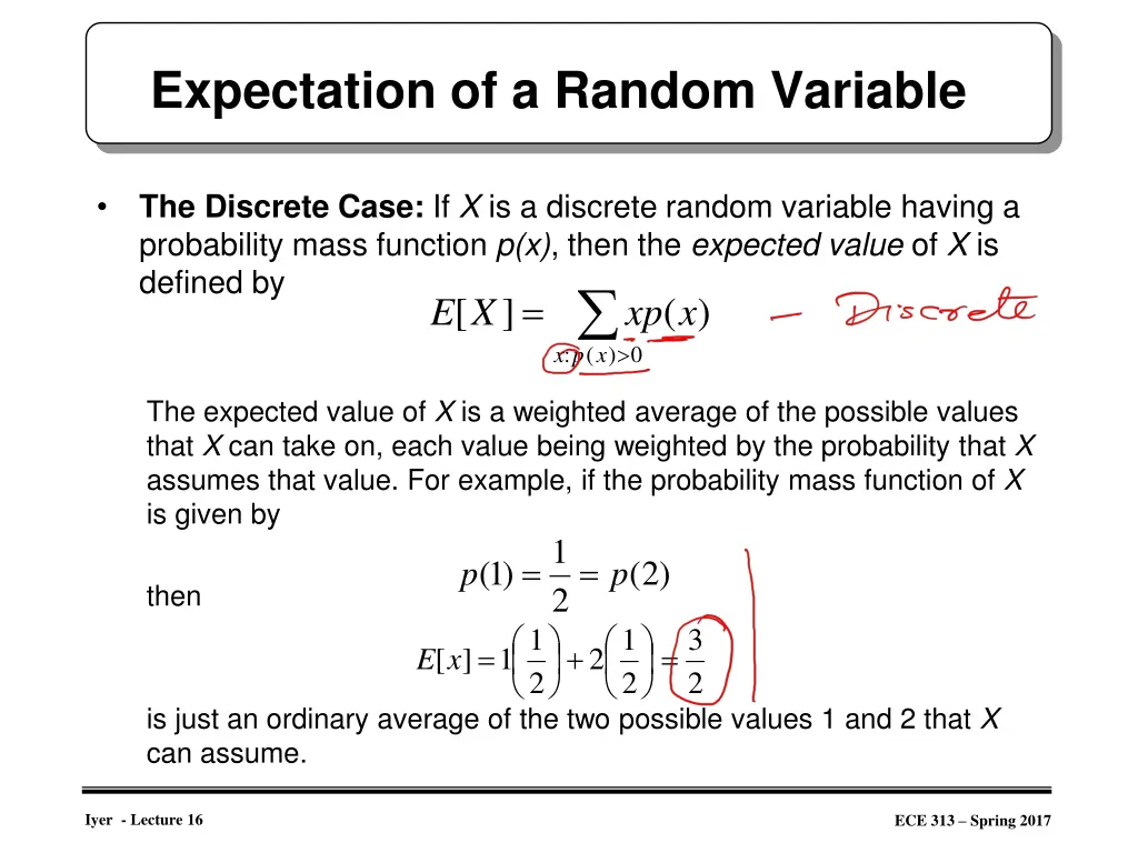 expectation of a random variable
