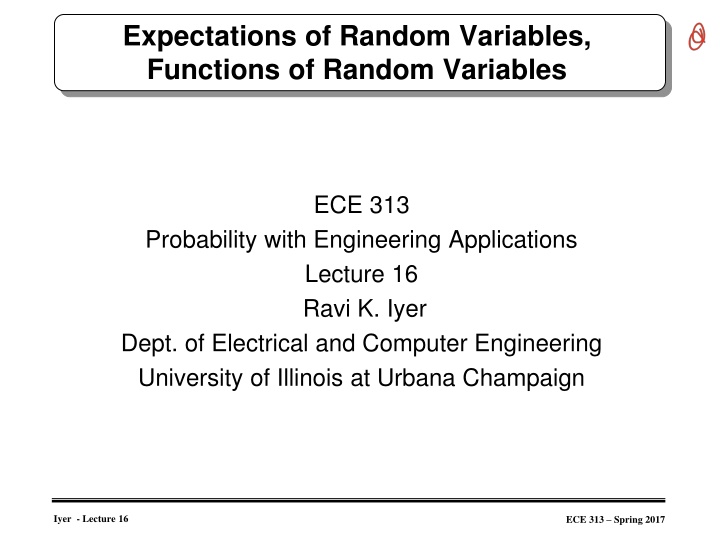 expectations of random variables functions