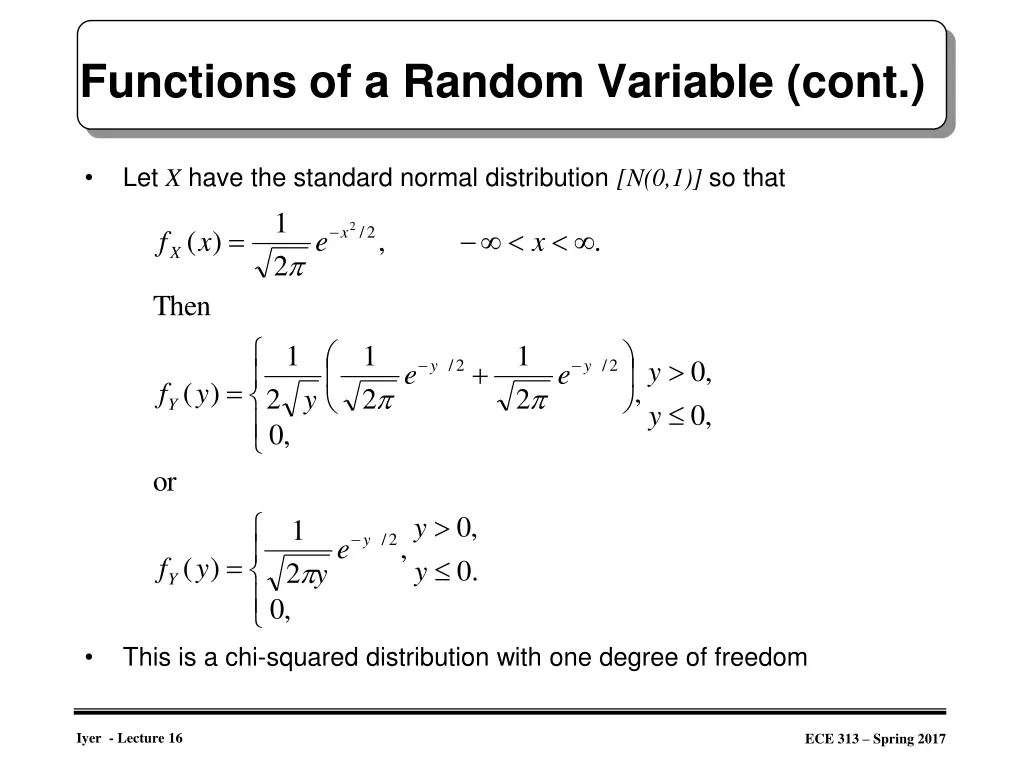 functions of a random variable cont