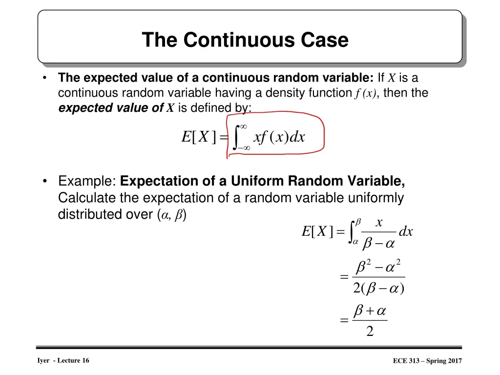 the continuous case