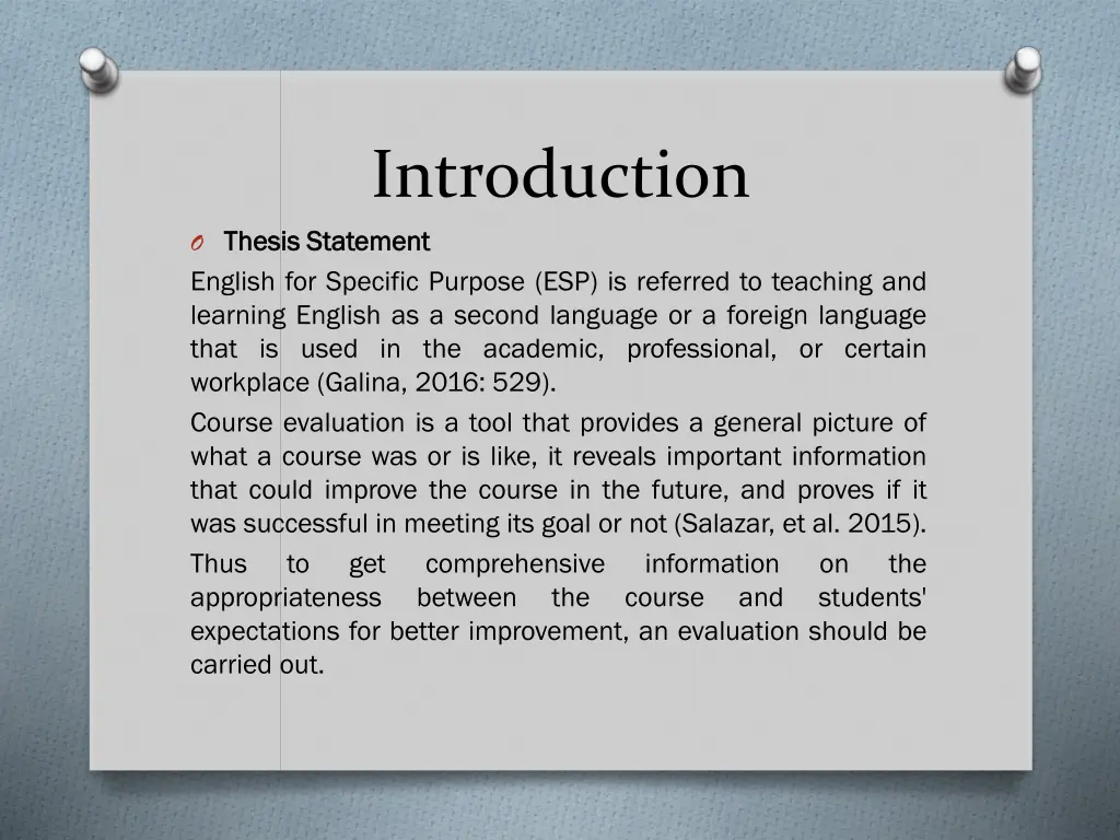 introduction o thesis statement thesis statement