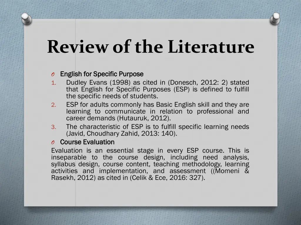 review of the literature