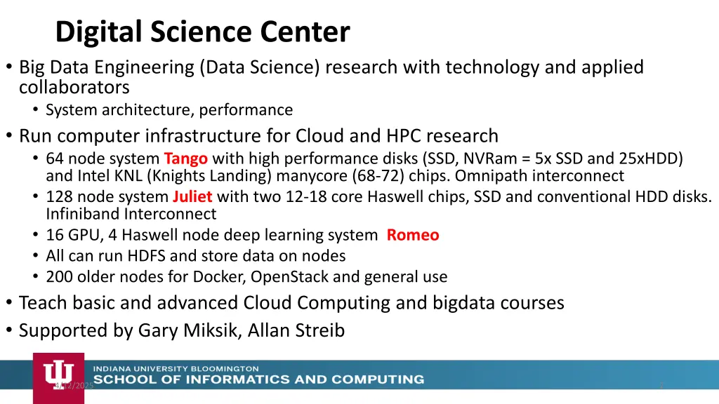 digital science center big data engineering data