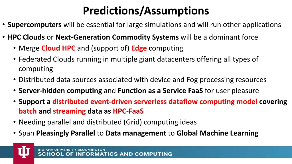 predictions assumptions