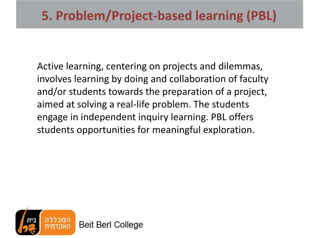 5 problem project based learning pbl