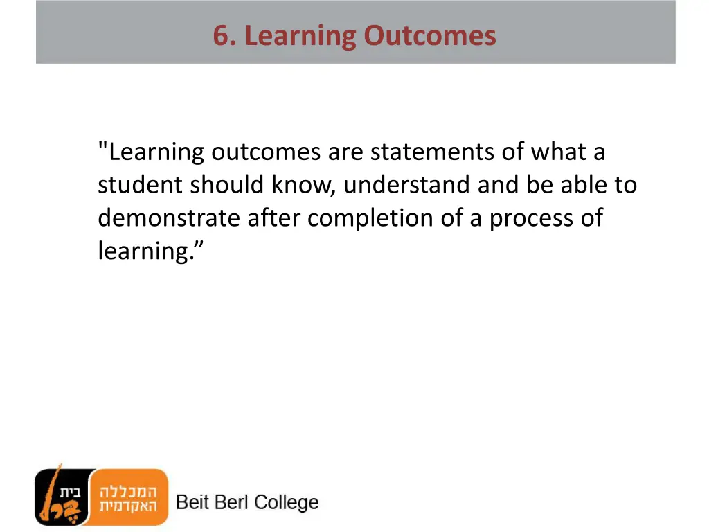 6 learning outcomes