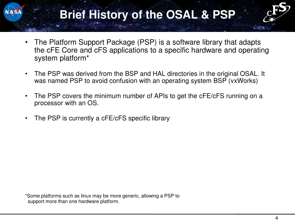 brief history of the osal psp 1