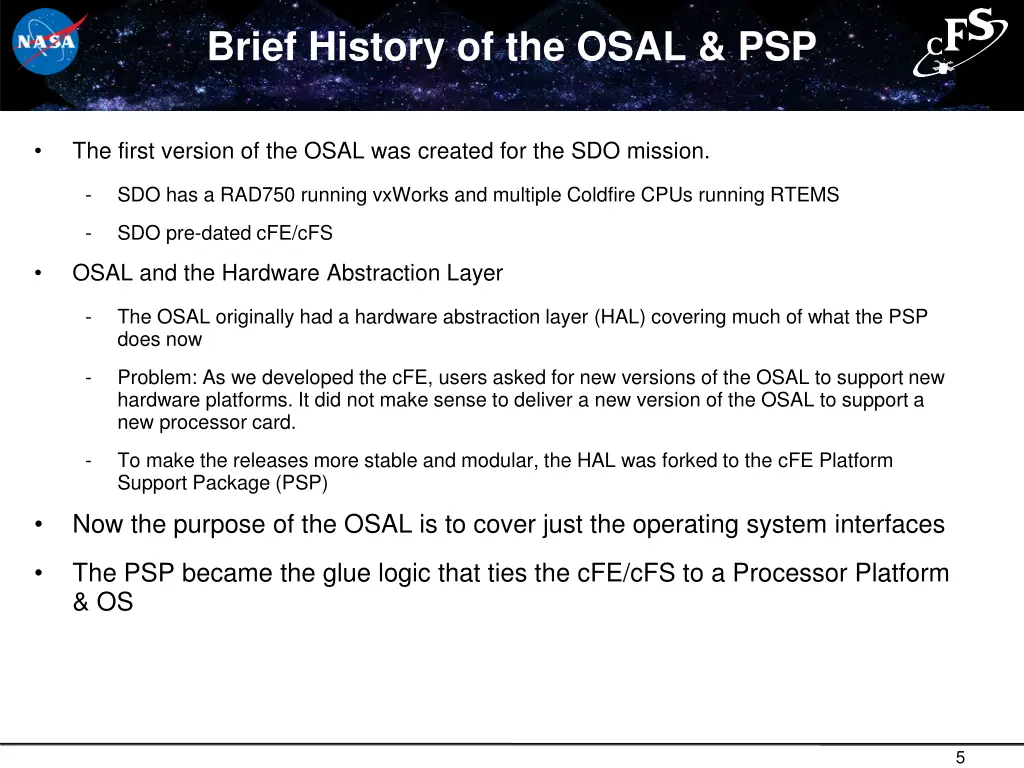 brief history of the osal psp 2