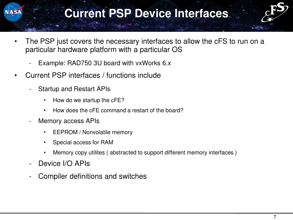 current psp device interfaces