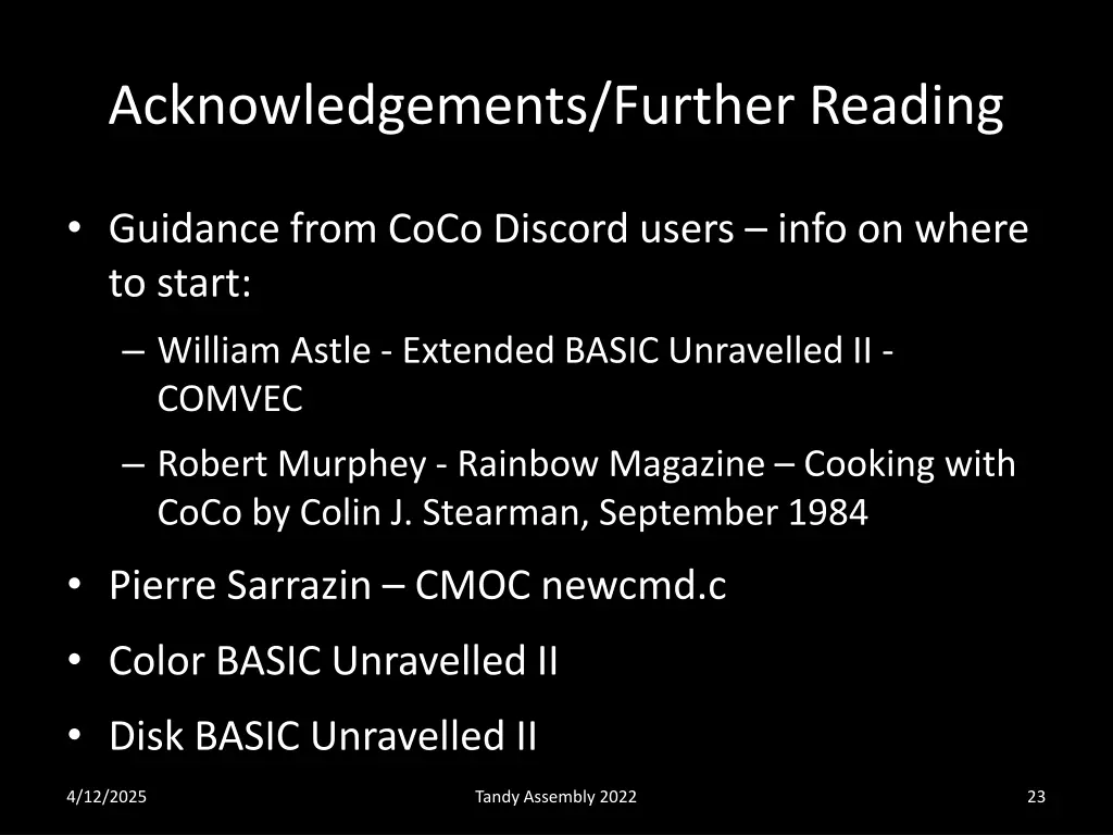 acknowledgements further reading