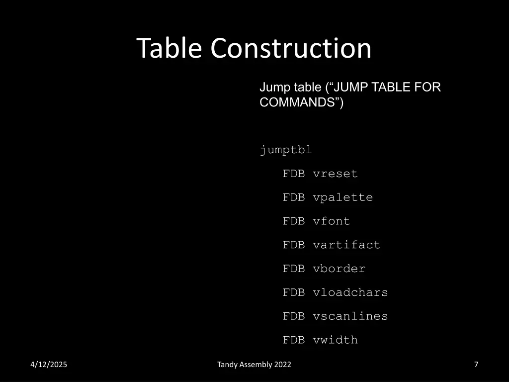 table construction