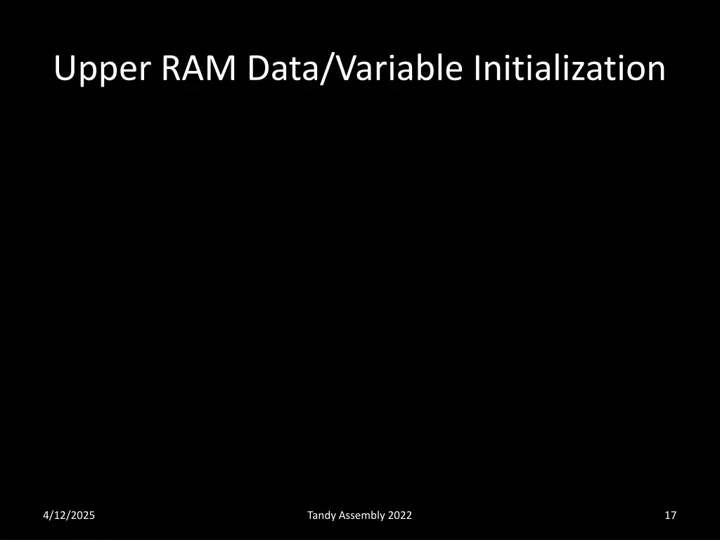 upper ram data variable initialization