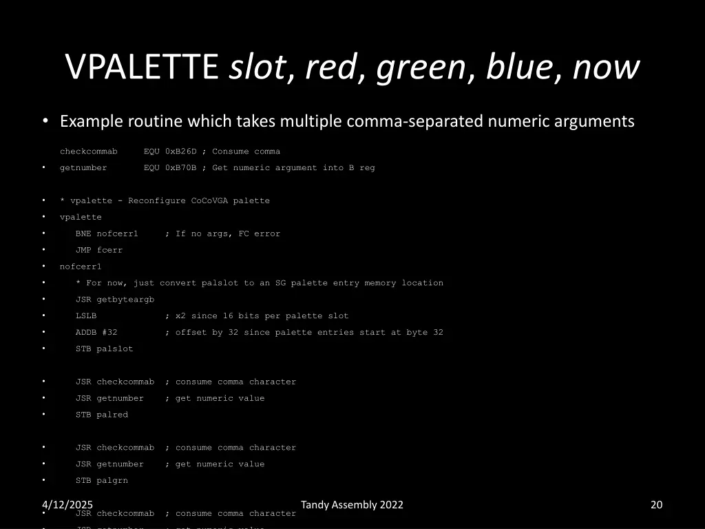 vpalette slot red green blue now
