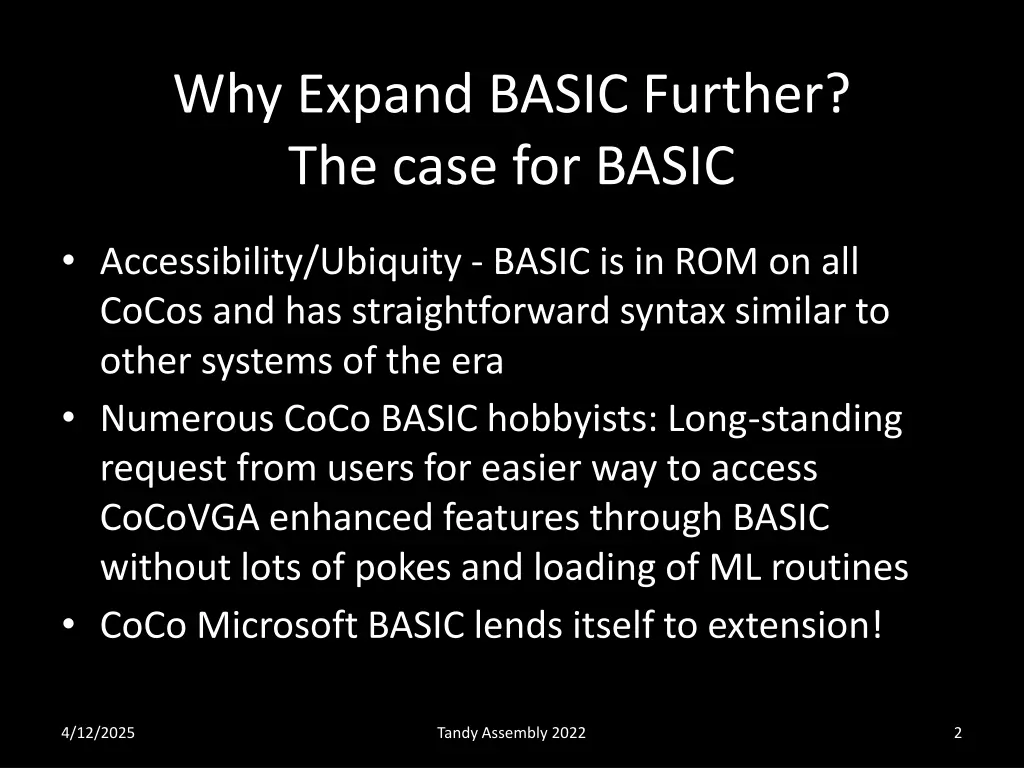 why expand basic further the case for basic