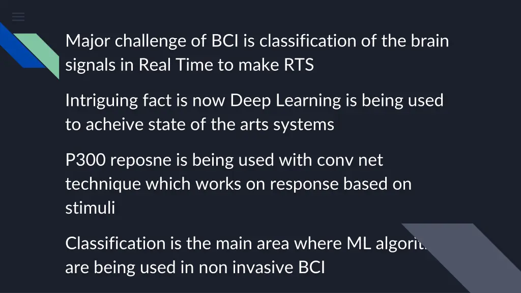 major challenge of bci is classification