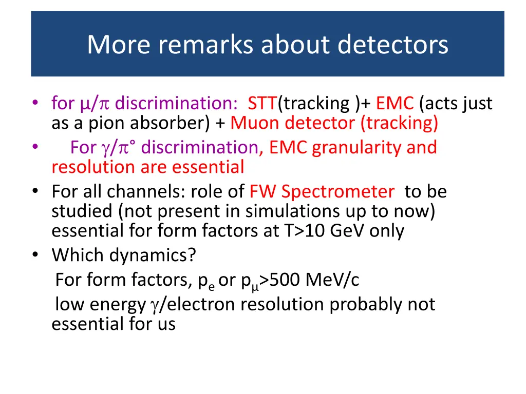 more remarks about detectors