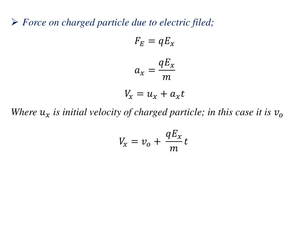 force on charged particle due to electric filed