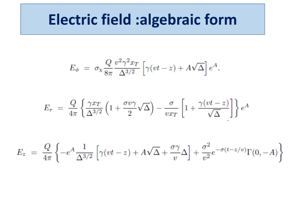 electric field algebraic form