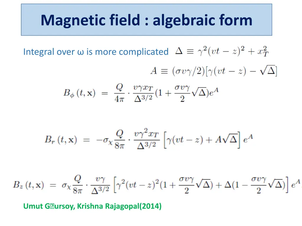 magnetic field algebraic form