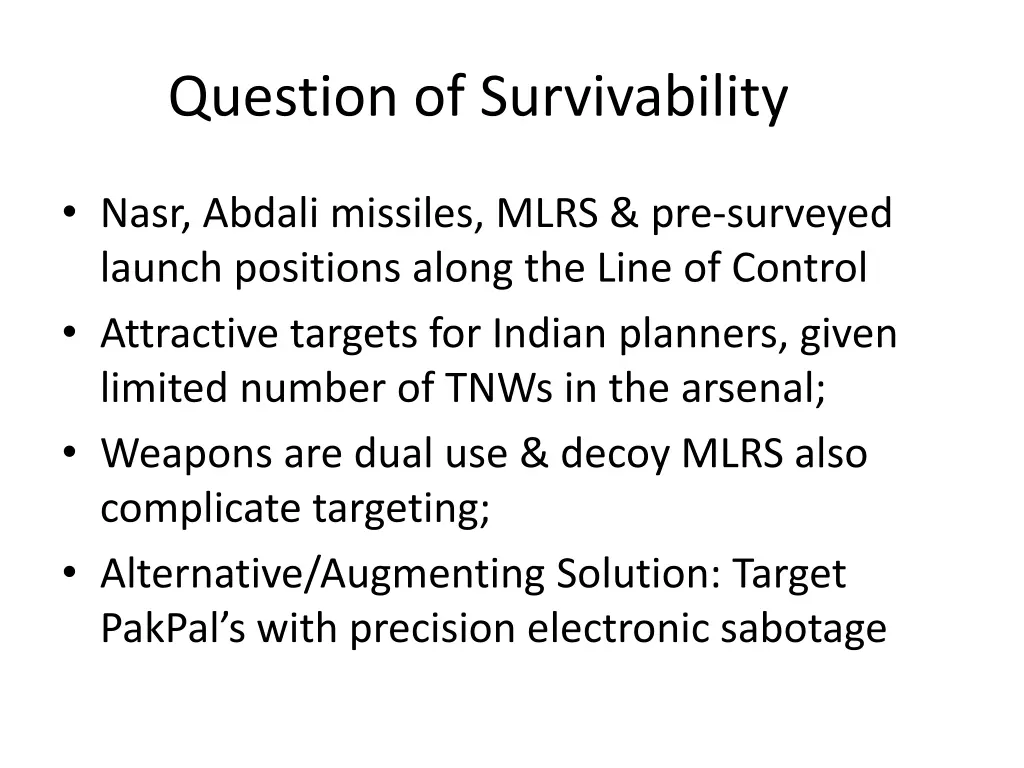 question of survivability