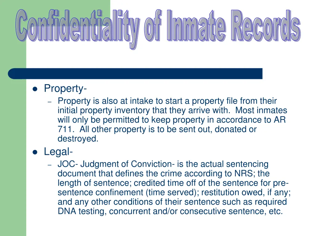 confidentiality of inmate records 2