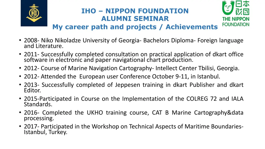 iho nippon foundation alumni seminar my career