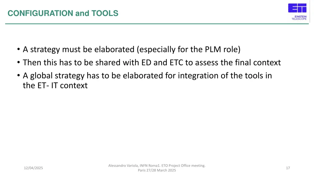configuration and tools
