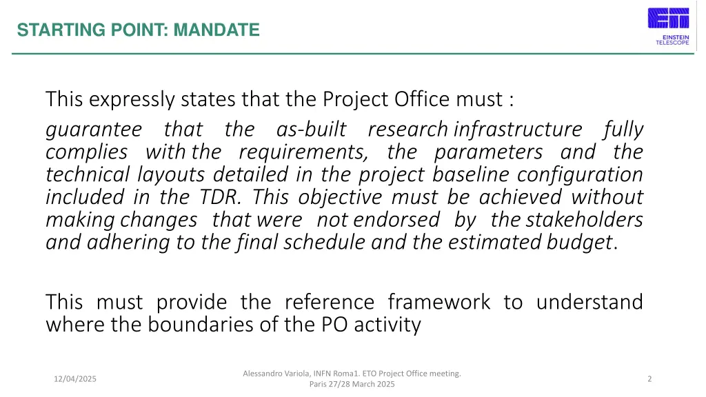 starting point mandate