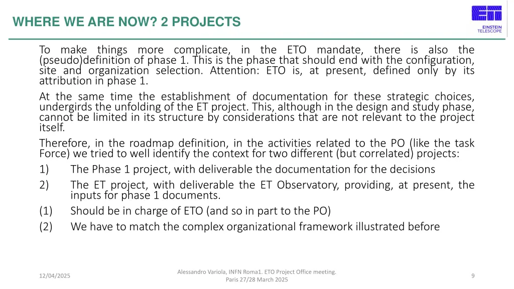 where we are now 2 projects