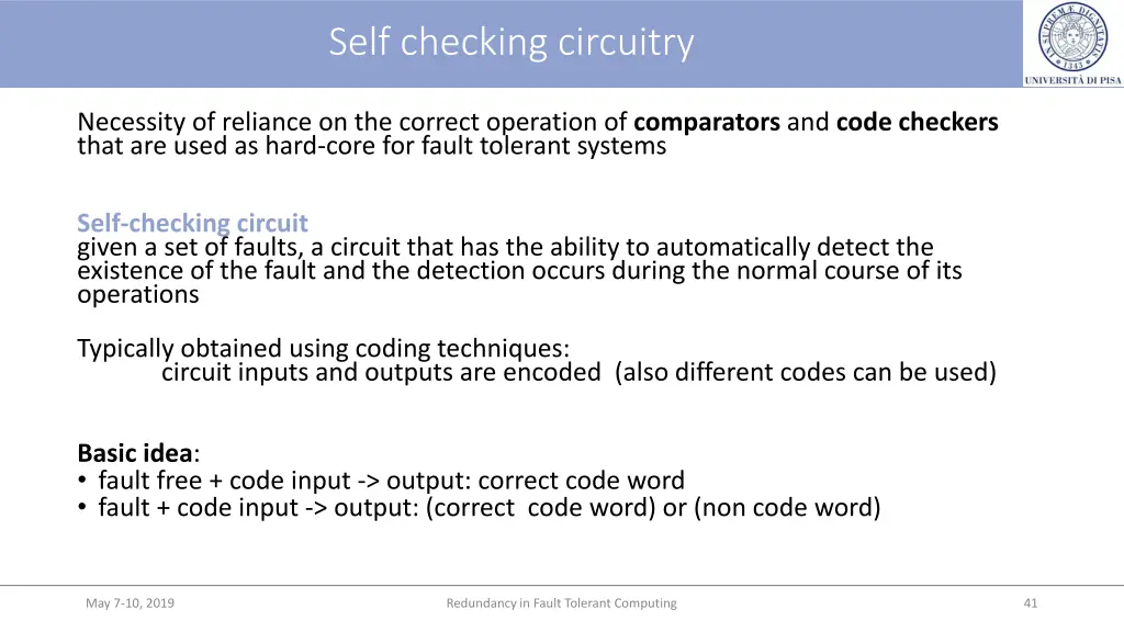 self checking circuitry