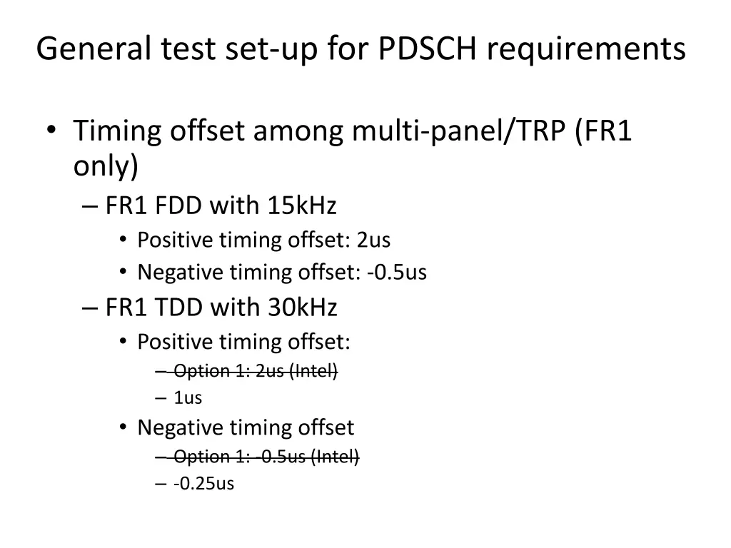 general test set up for pdsch requirements 1