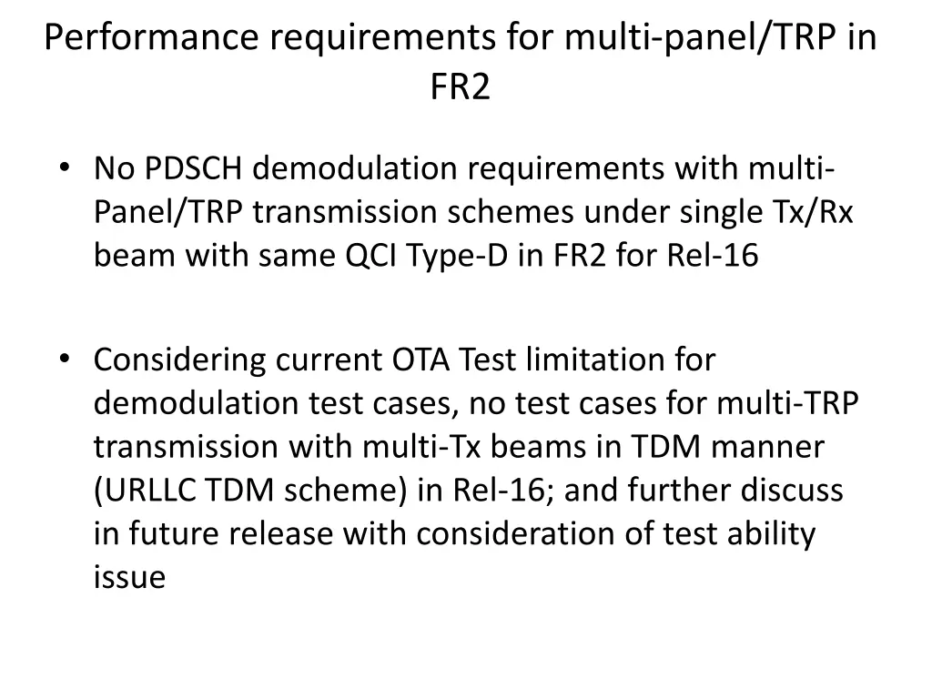 performance requirements for multi panel 2