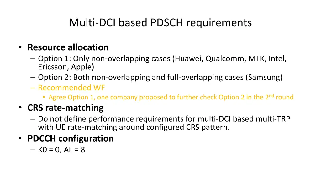 multi dci based pdsch requirements