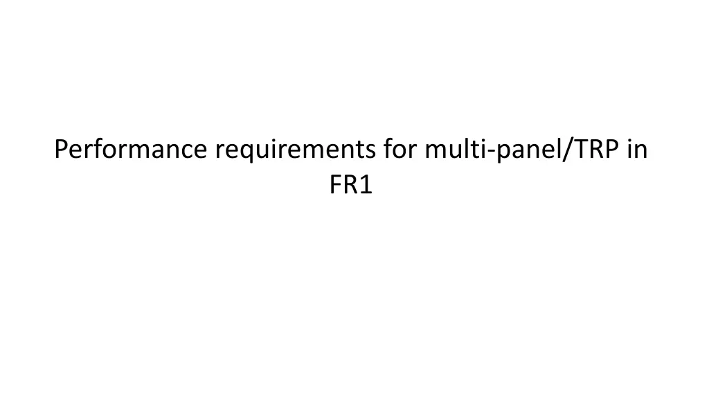 performance requirements for multi panel